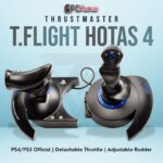 Thrustmaster T.Flight HOTAS 4 with integrated throttle, licensed for PlayStation and PC flight simulations.