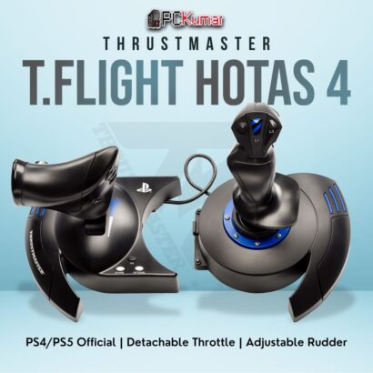 Thrustmaster T.Flight HOTAS 4 with integrated throttle, licensed for PlayStation and PC flight simulations.