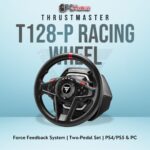 Thrustmaster T128-P Racing Wheel with included pedals, offering enhanced driving immersion on PlayStation and PC.