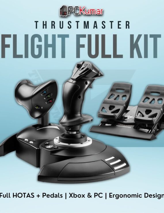 Thrustmaster T.Flight Full Kit X featuring a joystick, throttle, and rudder pedals for an all-inclusive flight experience on Xbox and PC