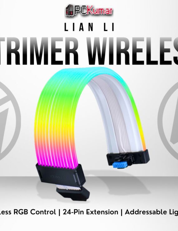 Lian Li Strimer Wireless 24-pin extension cable offering addressable RGB lighting without extra wires.