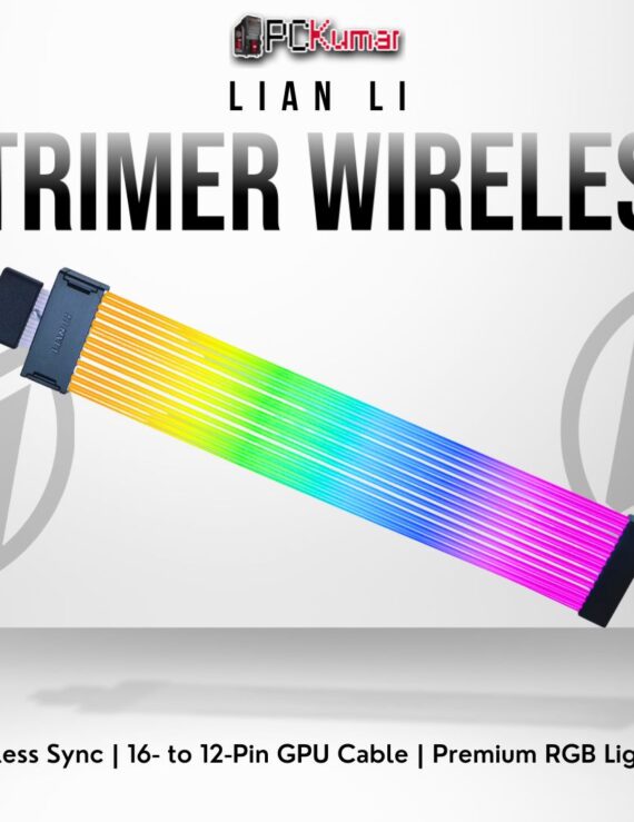 Lian Li Strimer Wireless 16-12 extension cable delivering addressable RGB for modern GPU power connectors.