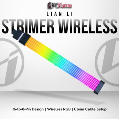 Lian Li Strimer Wireless 16-8 cable featuring advanced RGB lighting and wireless control for GPU power.