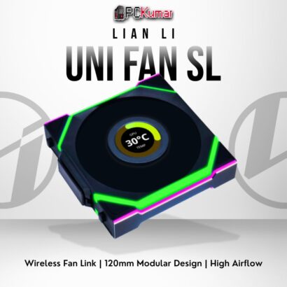 Lian Li UNI FAN SL Wireless 120 triple pack in black with modular, cable-free RGB connectivity.