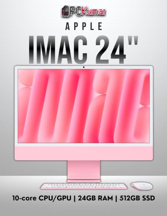 Pink 24-inch iMac M4 with 10C CPU/GPU, 24GB memory, 512GB SSD.