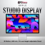 Apple Studio Display (standard glass) with 27-inch 5K panel, tilt and height-adjustable stand.
