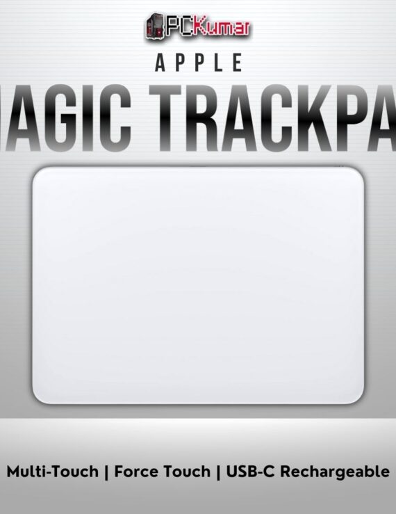 White Magic Trackpad with glass multi-touch surface and Force Touch sensors.