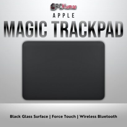 Black Magic Trackpad with multi-touch gestures, Force Touch, and Bluetooth connectivity.