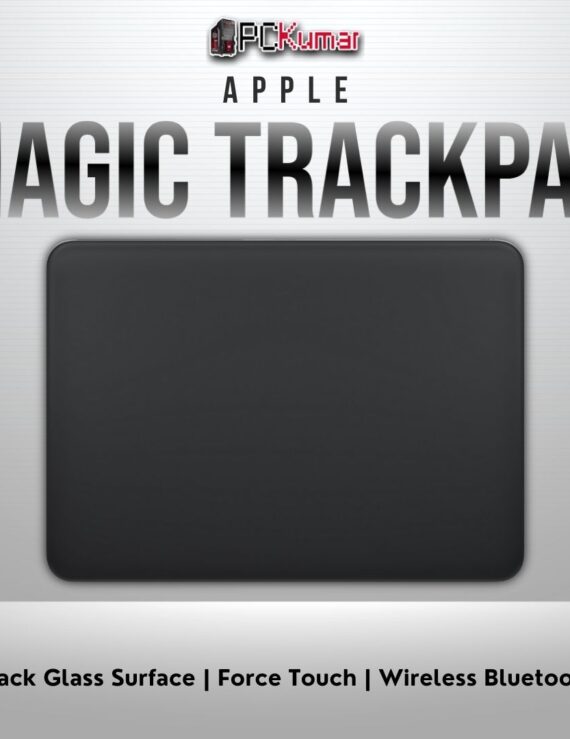 Black Magic Trackpad with multi-touch gestures, Force Touch, and Bluetooth connectivity.