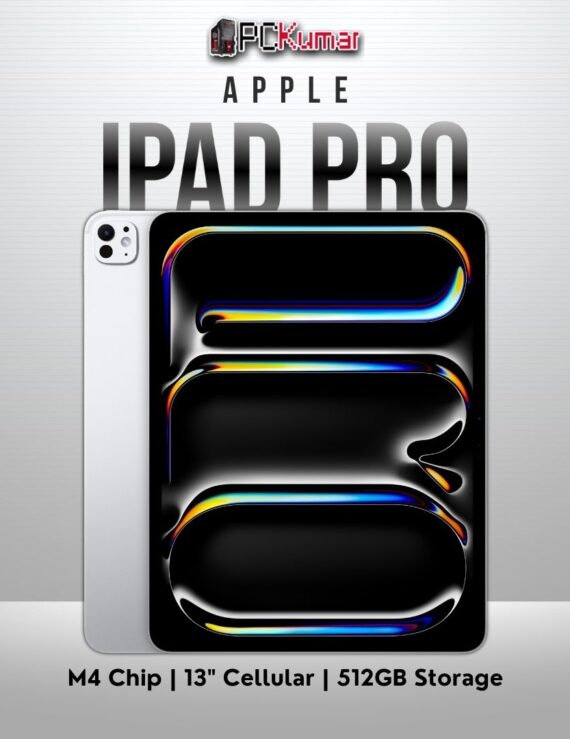 Silver 13-inch iPad Pro M4 WiFi+Cellular, 512GB capacity, standard glass.