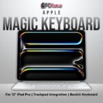 White Magic Keyboard for iPad Pro 13-inch (M4), floating design with trackpad, US English layout.