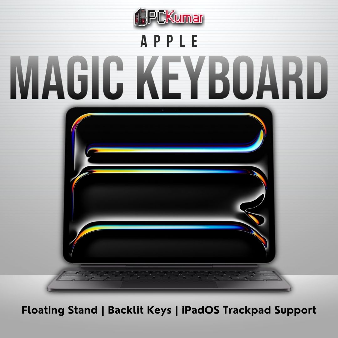 Black Magic Keyboard for iPad Pro 13-inch (M4), US English, featuring a floating cantilever design and integrated trackpad.