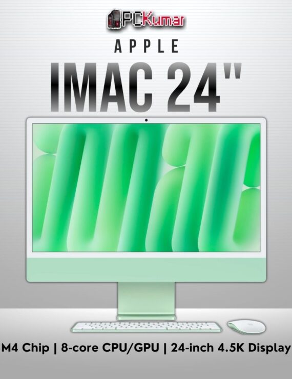 Green 24-inch iMac, M4 chip (8C CPU/GPU), 16GB RAM, 256GB SSD.
