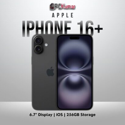 Black iPhone 16 Plus 256GB, featuring a large 6.7-inch display.