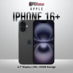 Black iPhone 16 Plus with 512GB storage and a 6.7-inch screen.