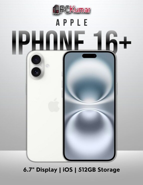 White iPhone 16 Plus 512GB, 6.7-inch display, Apple iOS environment.