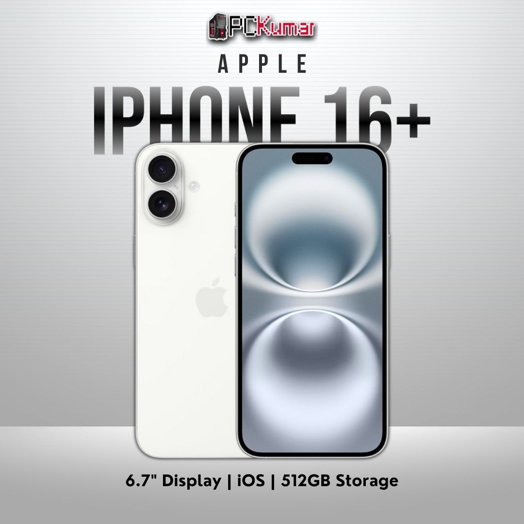 White iPhone 16 Plus 512GB, 6.7-inch display, Apple iOS environment.