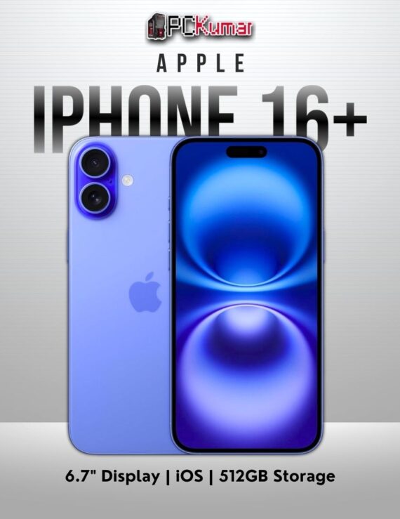 Ultramarine iPhone 16 Plus 512GB, featuring a large 6.7-inch screen.