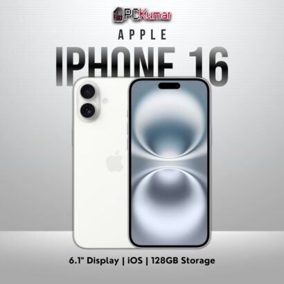 White iPhone 16 with 128GB storage and a 6.1-inch display.