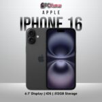 Black iPhone 16 with 512GB, a 6.1-inch screen, running iOS.