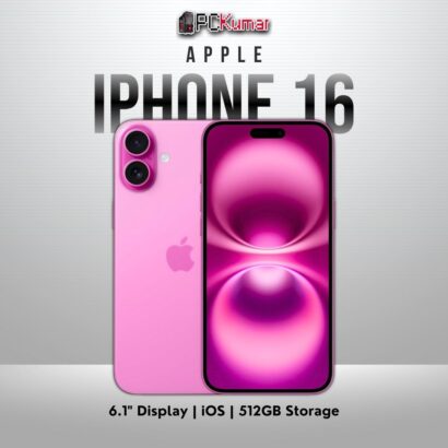 Pink iPhone 16 512GB with a 6.1-inch display, running iOS.
