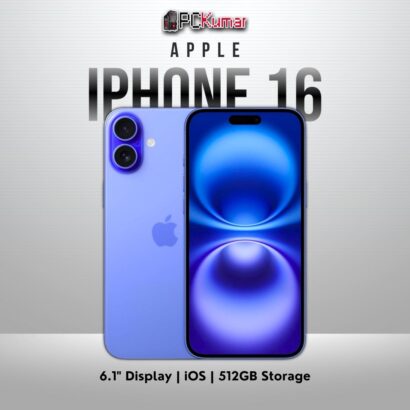 Ultramarine iPhone 16 with 512GB, 6.1-inch screen, Apple’s iOS system.