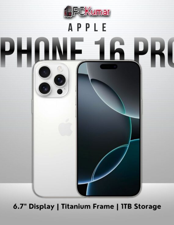 iPhone 16 Pro 128GB in White Titanium, 6.1-inch Super Retina display.