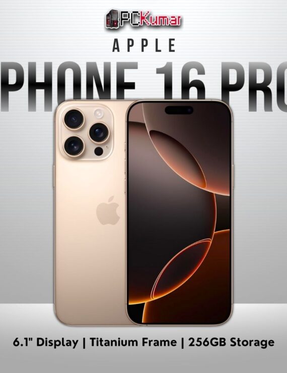iPhone 16 Pro 256GB in Desert Titanium with a 6.1-inch OLED display.