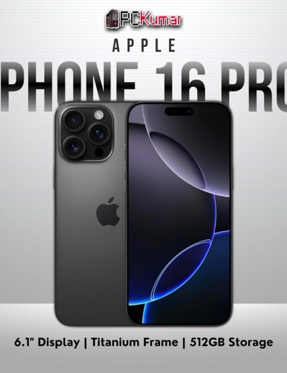 Black Titanium iPhone 16 Pro, 512GB storage, 6.1-inch display.