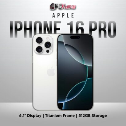 White Titanium iPhone 16 Pro featuring 512GB storage, 6.1-inch Super Retina display.