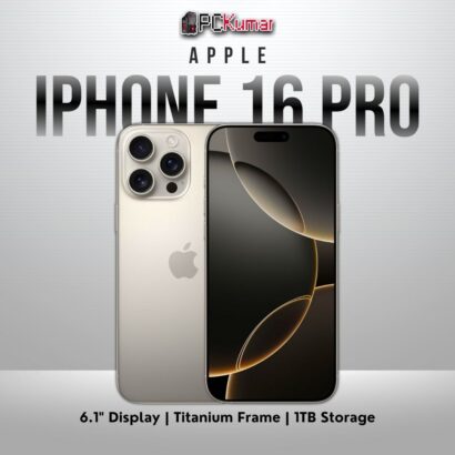 Natural Titanium iPhone 16 Pro 1TB with a 6.1-inch OLED display.