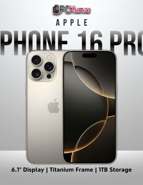 Natural Titanium iPhone 16 Pro 1TB with a 6.1-inch OLED display.