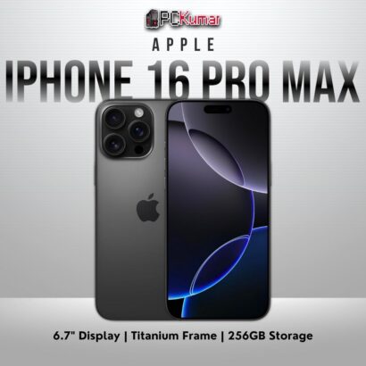 iPhone 16 Pro Max in Black Titanium with 256GB storage and a 6.7-inch display.
