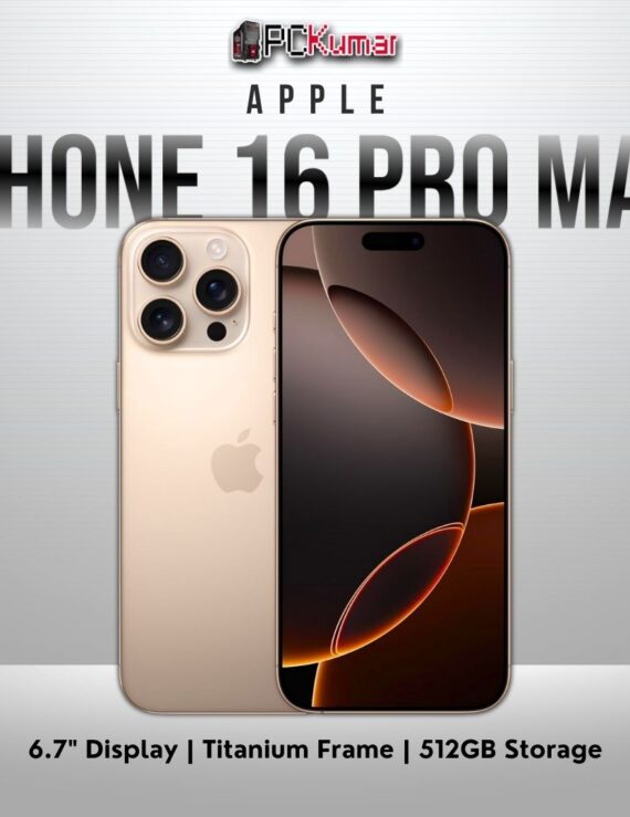 Desert Titanium iPhone 16 Pro Max, 512GB capacity, 6.7-inch display.