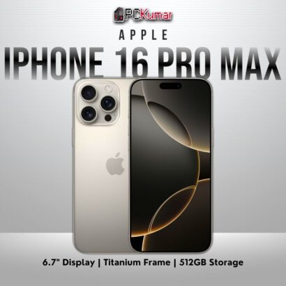 iPhone 16 Pro Max 512GB in Natural Titanium, 6.7-inch OLED screen.