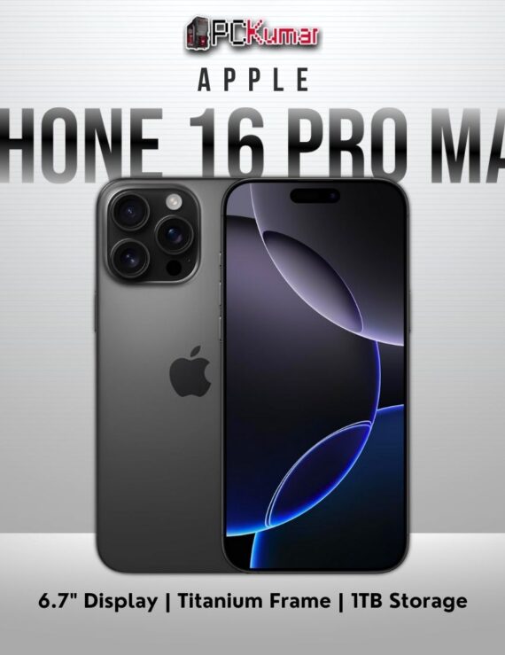 Black Titanium iPhone 16 Pro Max, 1TB capacity, 6.7-inch Retina display.