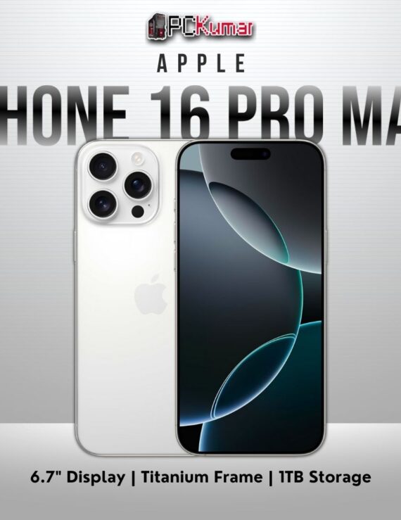 iPhone 16 Pro Max in White Titanium, 1TB storage, 6.7-inch display.