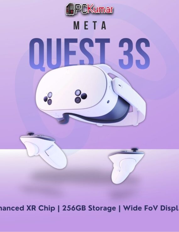Meta Quest 3S 256GB VR headset showcasing an upgraded XR processor, ring-free controllers, and ample storage.