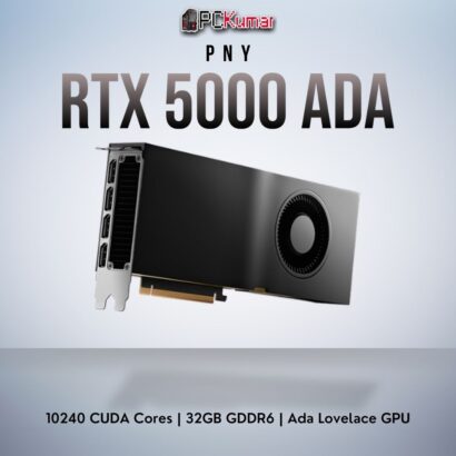PNY NVIDIA RTX 5000 Ada 32GB card delivering powerful ray tracing and AI acceleration for professional workflows.