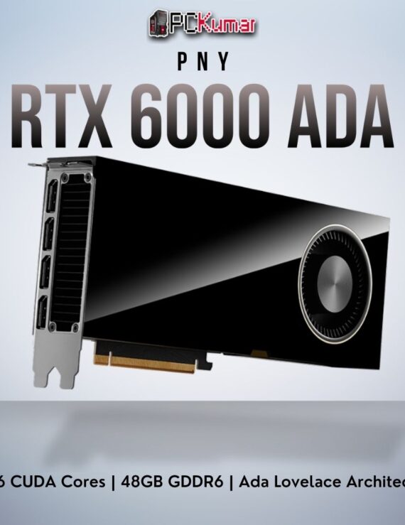 PNY NVIDIA RTX 6000 Ada 48GB card delivering flagship Ada-based performance for enterprise-level 3D, AI, and HPC workflows.