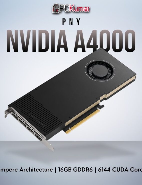 PNY NVIDIA A4000 GPU featuring 16GB GDDR6, single-slot form factor, and Ampere-based performance.