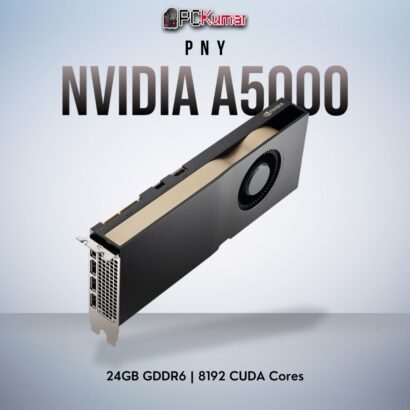 PNY NVIDIA A5000 professional GPU with 24GB memory and Ampere-based cores for top-level workstation tasks.