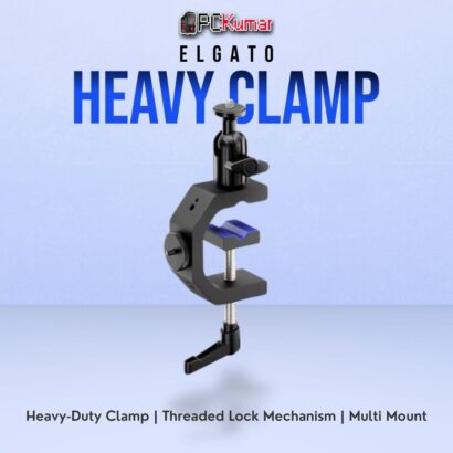 Elgato Heavy Clamp in a solid metal build, designed to secure mount poles and accessories in streaming or production environments.