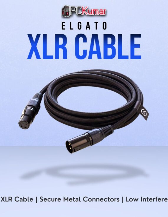 Elgato black 3m XLR microphone cable with sturdy connectors for reliable audio transmission in studio or streaming setups.