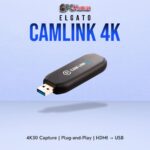 Elgato Cam Link 4K HDMI connector, enabling professional camera streaming or conference feeds via USB to computer.