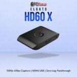 Elgato HD60 X capture card in a compact black enclosure, facilitating smooth console or PC streaming at full HD resolution.