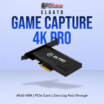 Elgato Game Capture 4K PRO internal card with HDMI input on the bracket, enabling ultra-high-resolution streaming.