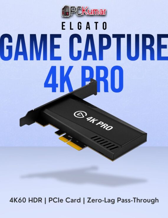 Elgato Game Capture 4K PRO internal card with HDMI input on the bracket, enabling ultra-high-resolution streaming.