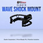 Elgato Wave Shock Mount in a circular frame, featuring elastic cords to reduce mechanical noise for Wave microphones.