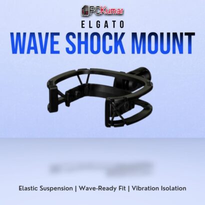 Elgato Wave Shock Mount in a circular frame, featuring elastic cords to reduce mechanical noise for Wave microphones.